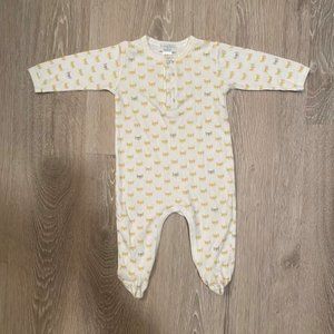 Feather Baby Long Sleeve Button Up Footed Pajamas